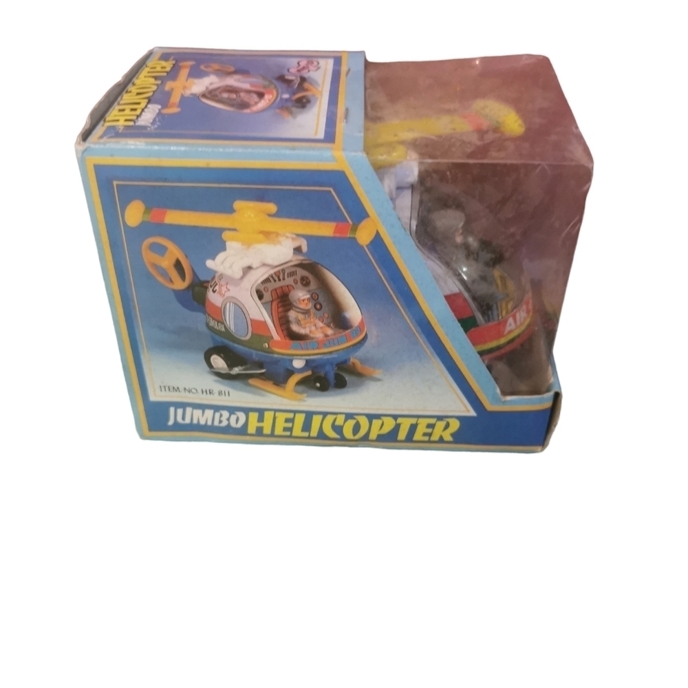 𝅺PRESSED Tin & Plastic Jumbo wind up Helicopter